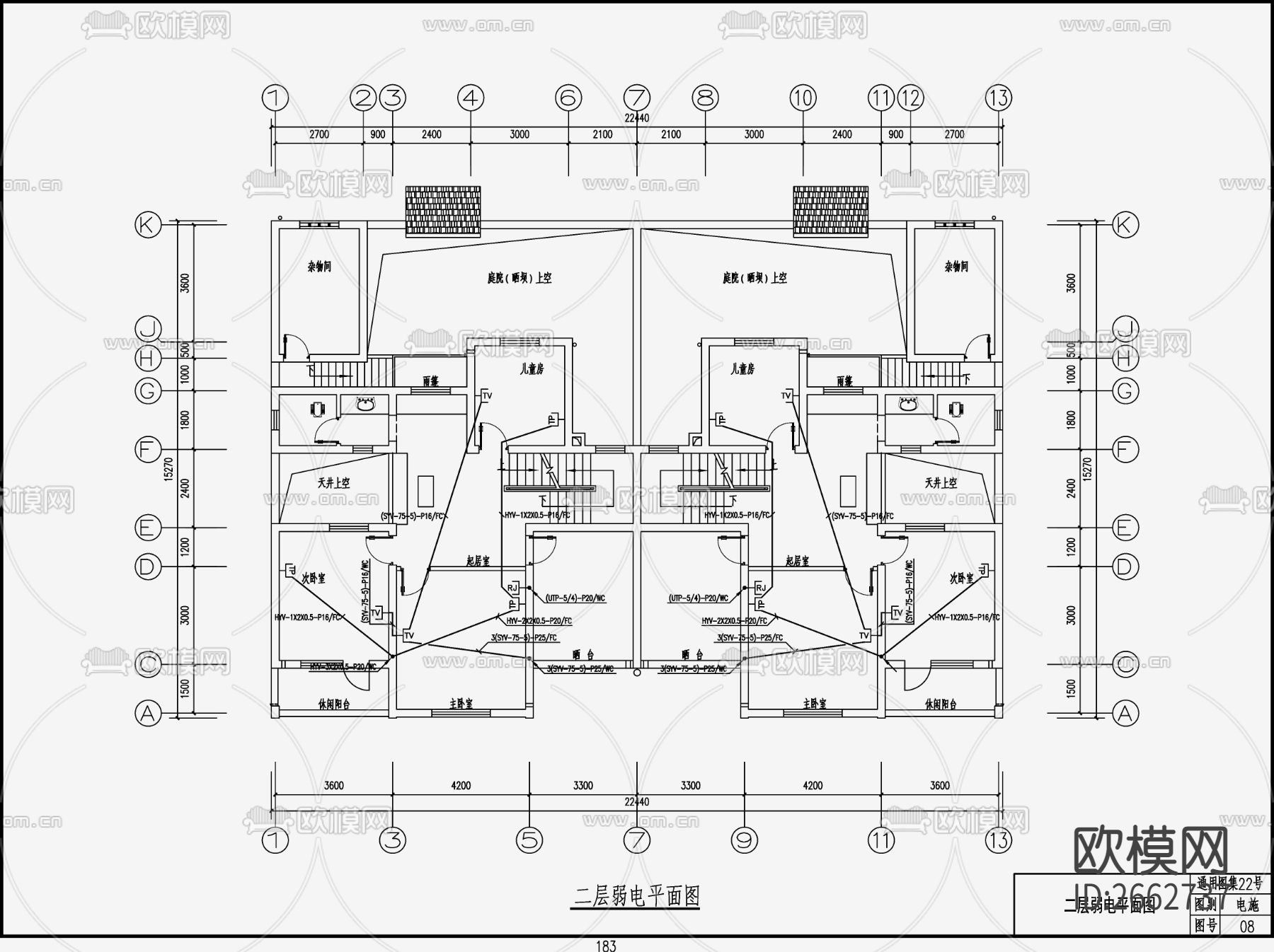 自建房建筑电气CAD施工图下载（渲染图8）