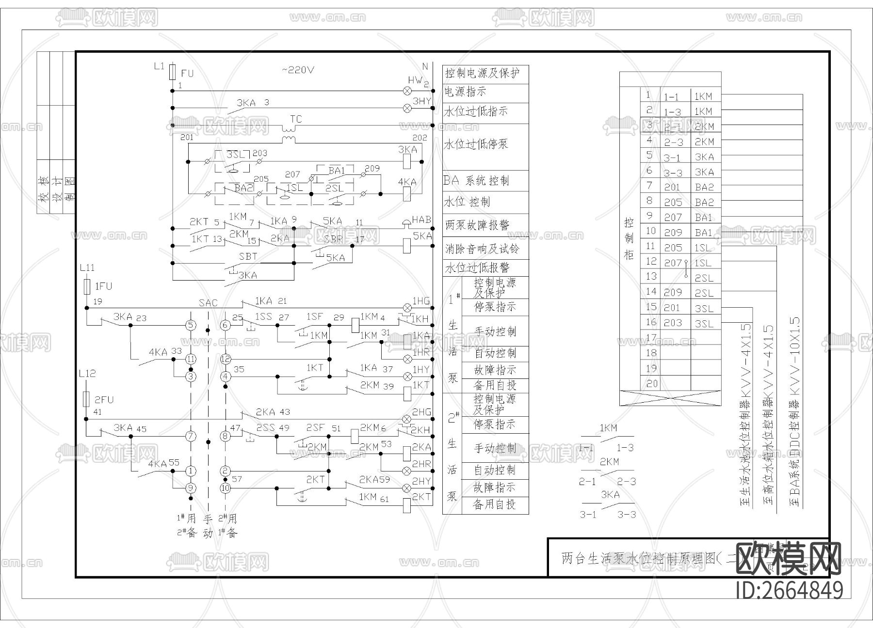 两台生活泵水位控制原理节点大样下载（渲染图2）