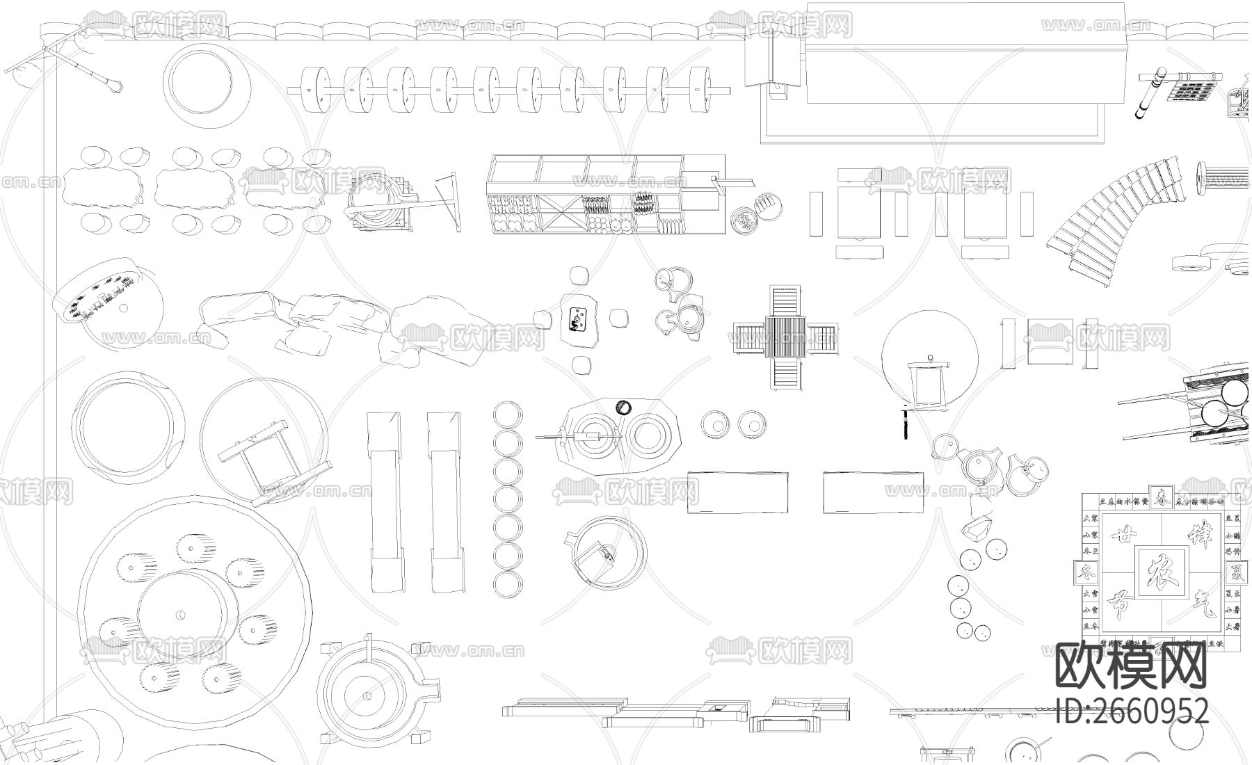 民俗小品CAD施工图下载（渲染图2）