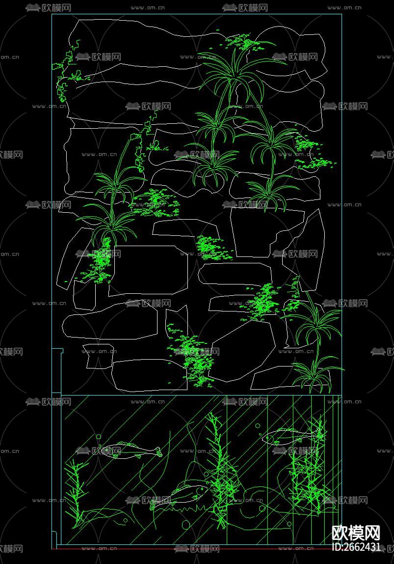 鱼缸饰物陈设CAD图库下载（渲染图6）