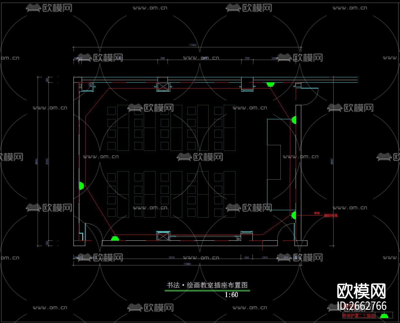 教室CAD施工图下载（渲染图4）