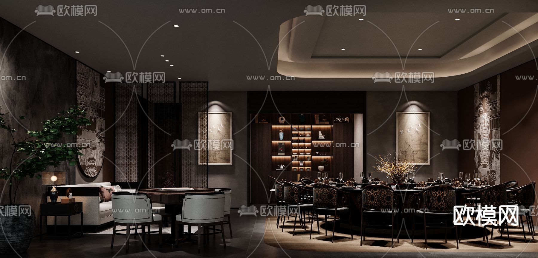 中餐厅包房 包厢 包间免费3d模型下载_ID14108877_3dmax免费模型-欧模网