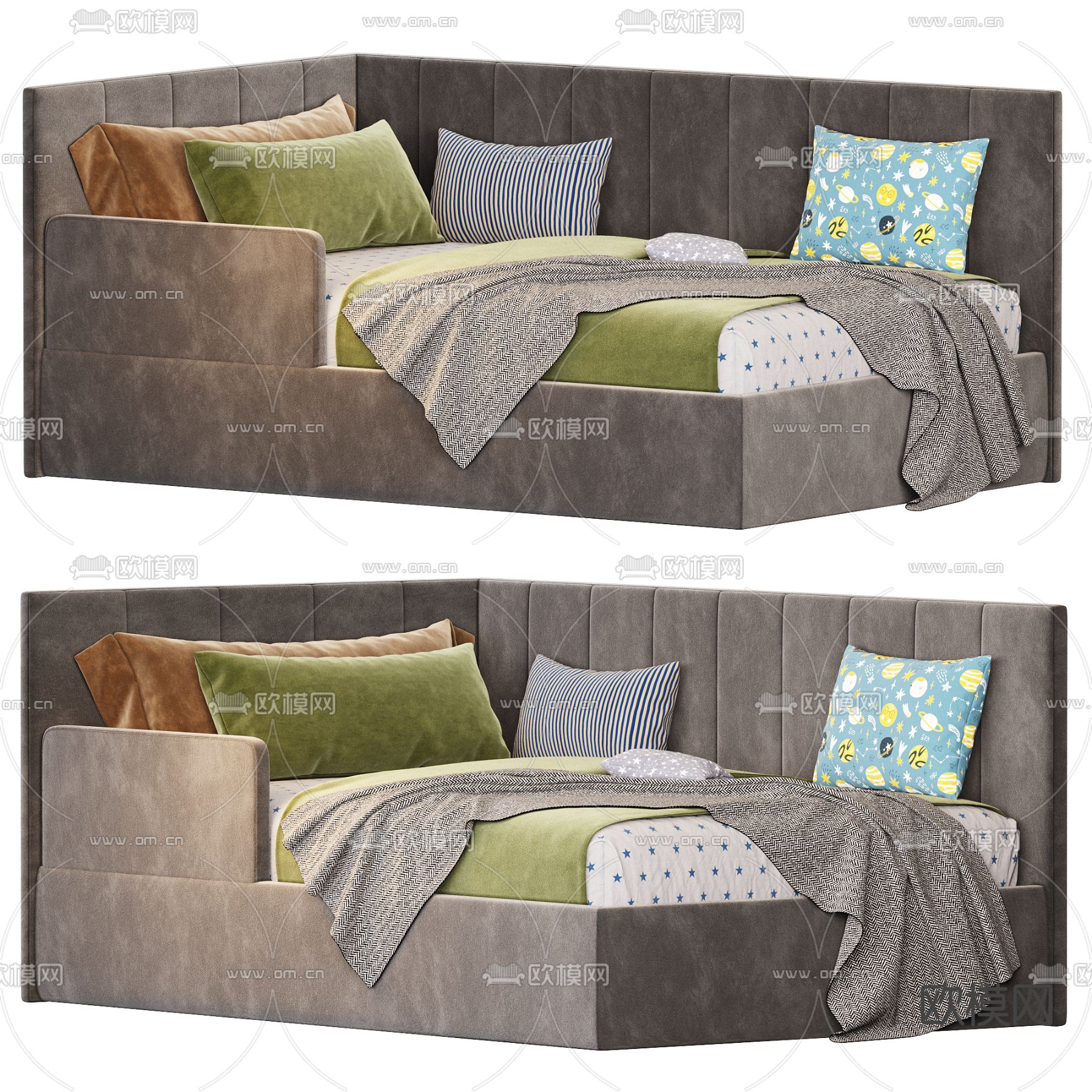 儿童床 沙发床3d模型下载（渲染图2）