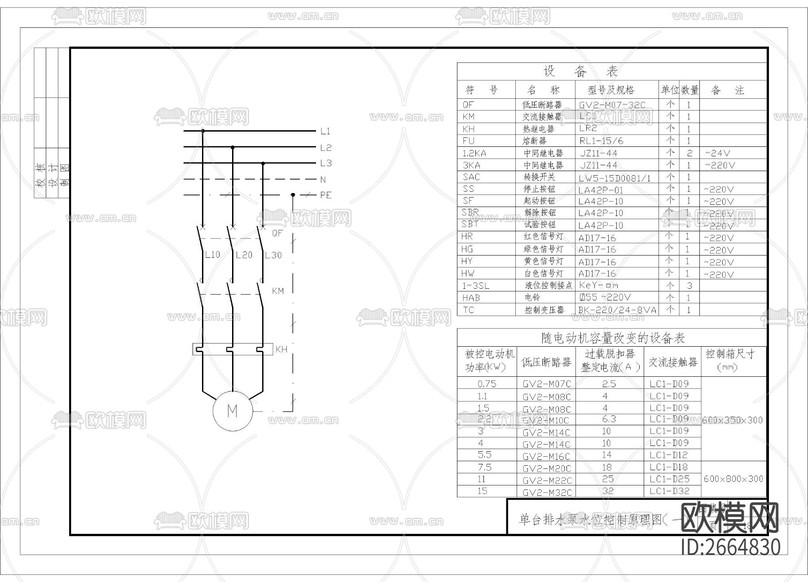 排水泵水位控制原理CAD施工圖下載(渲染圖1)
