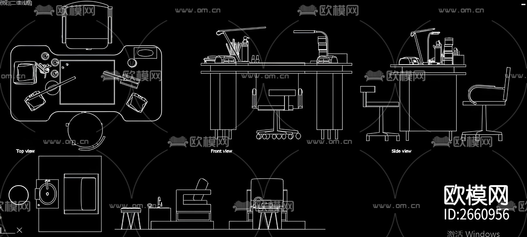 美甲店按摩床设备CAD施工图下载（渲染图1）