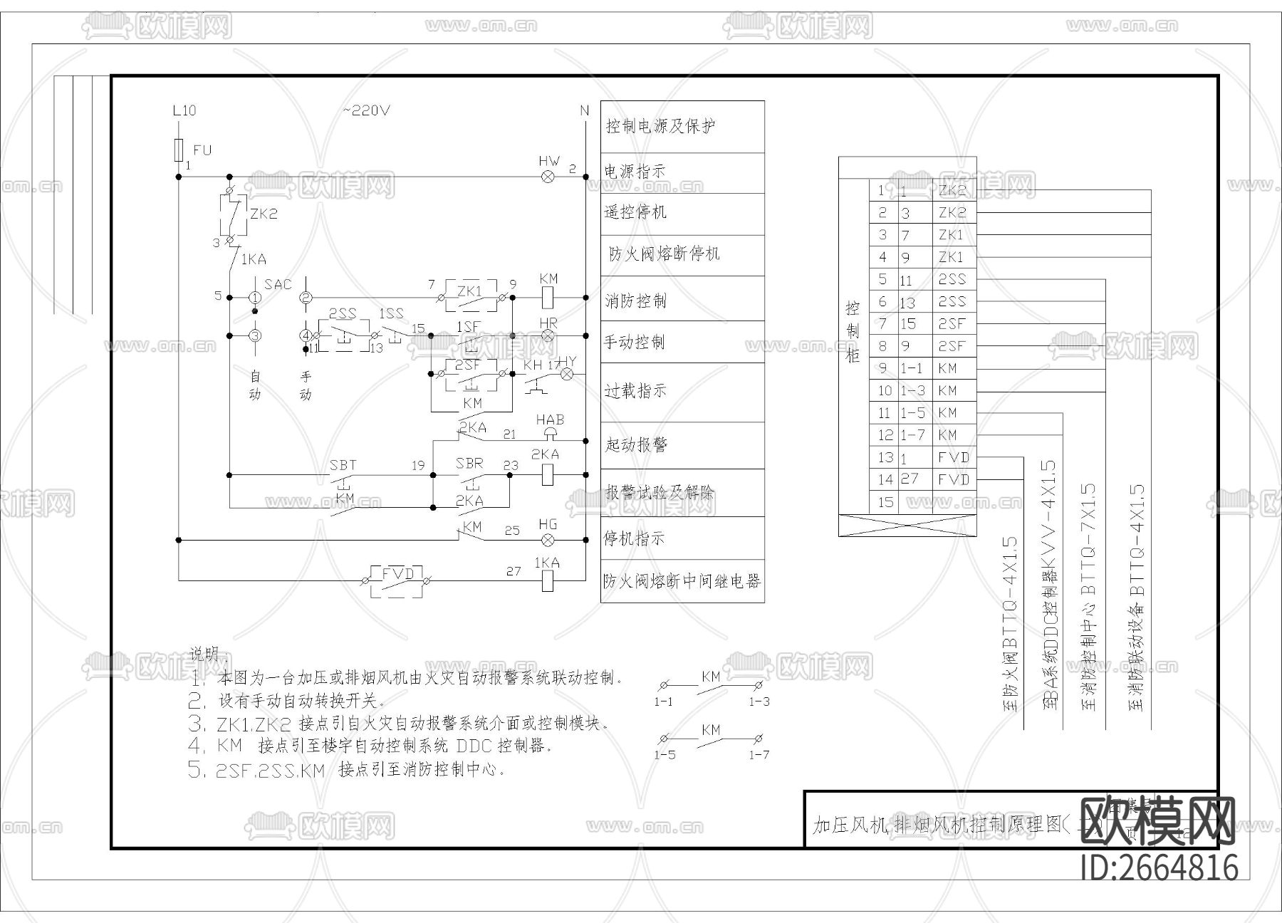 加压风机排烟风机原理CAD施工图下载（渲染图2）