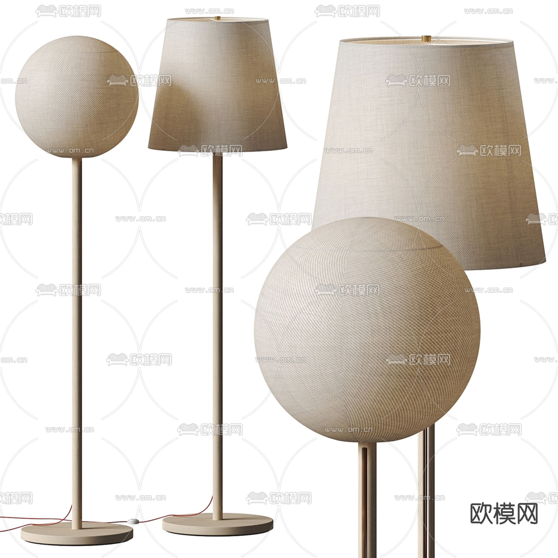 侘寂落地灯 球形落地灯3d模型下载_ID14108404_3dmax免费模型-欧模网