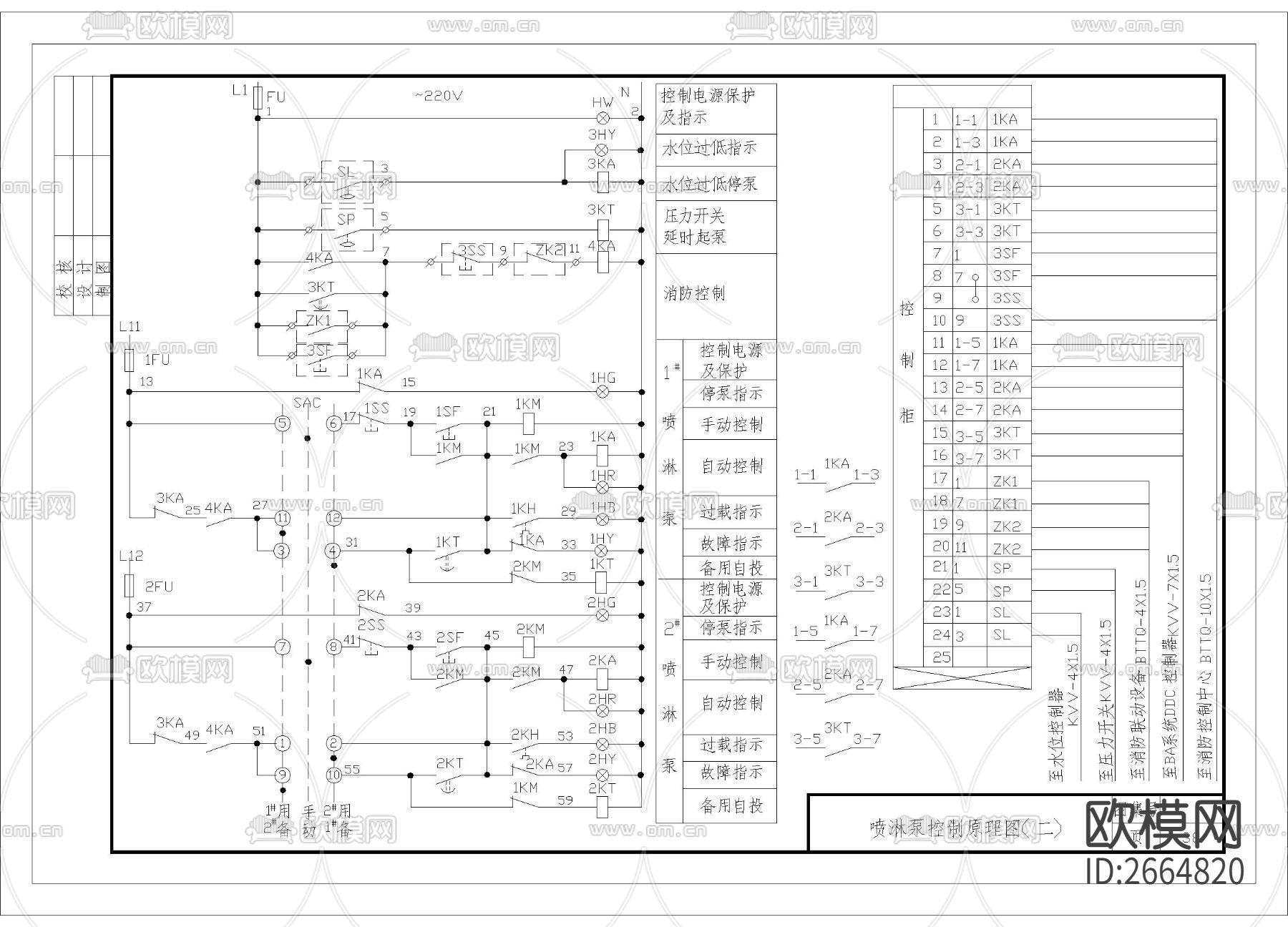 喷淋泵控制原理CAD施工图下载（渲染图2）