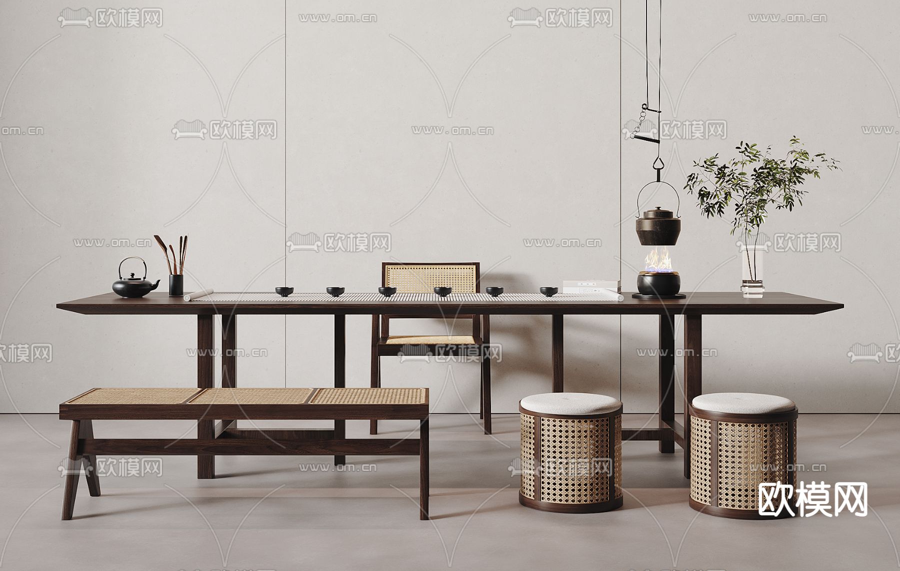 侘寂茶桌 茶台3d模型下载