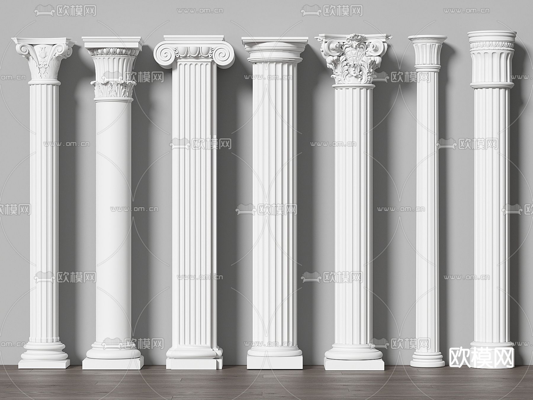 简欧柱子 罗马柱3d模型下载