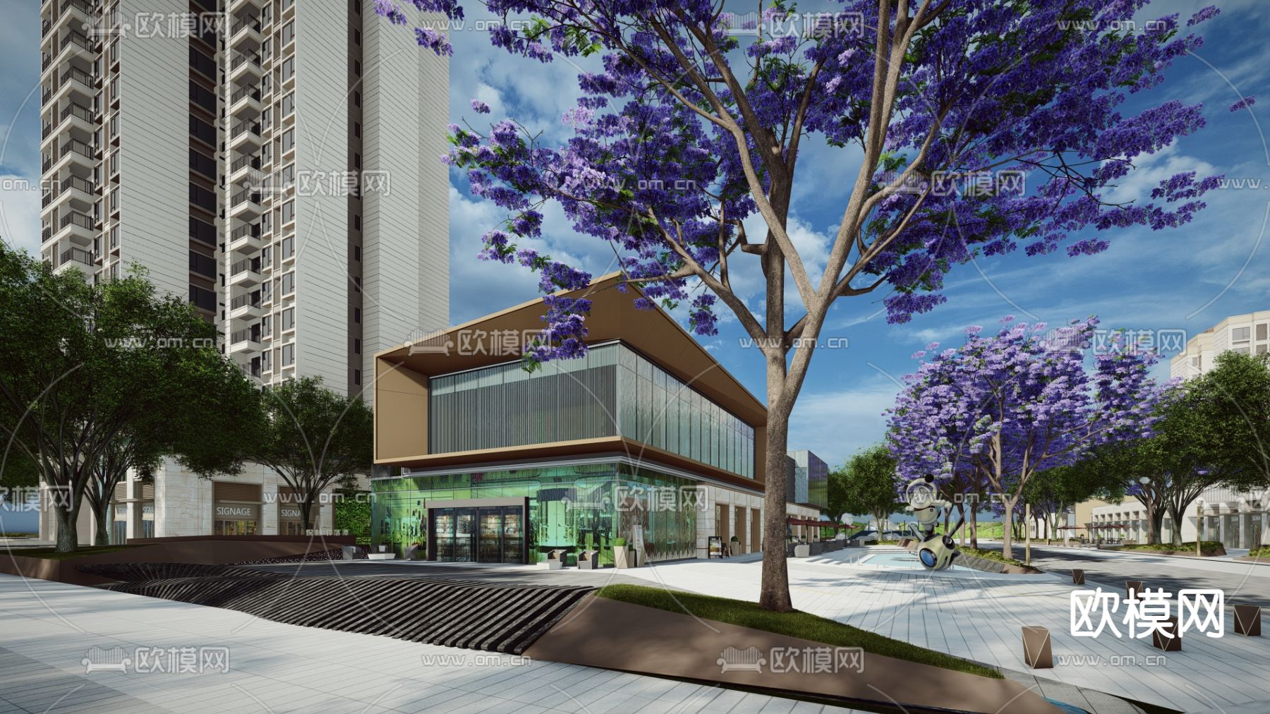 现代商业综合体su模型下载（渲染图4）