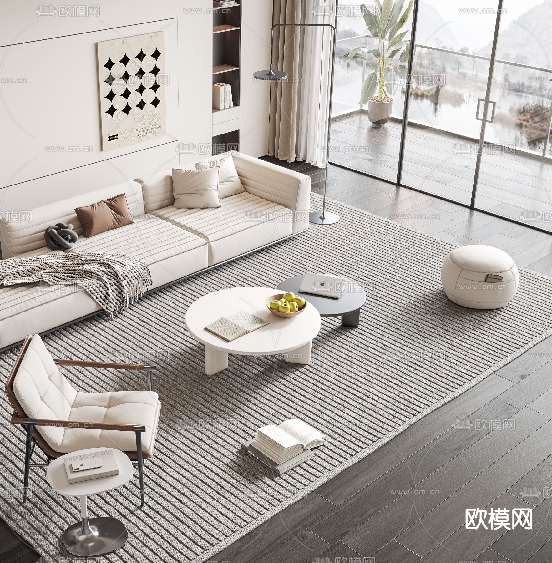 现代组合沙发3d模型下载（渲染图3）