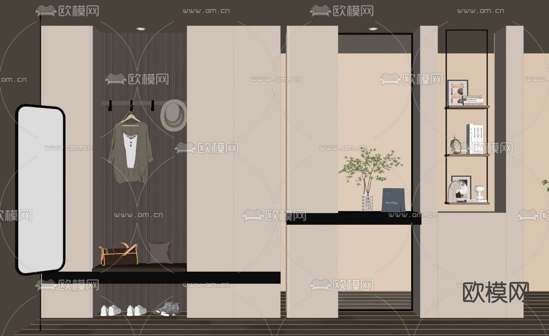 现代玄关鞋柜su模型