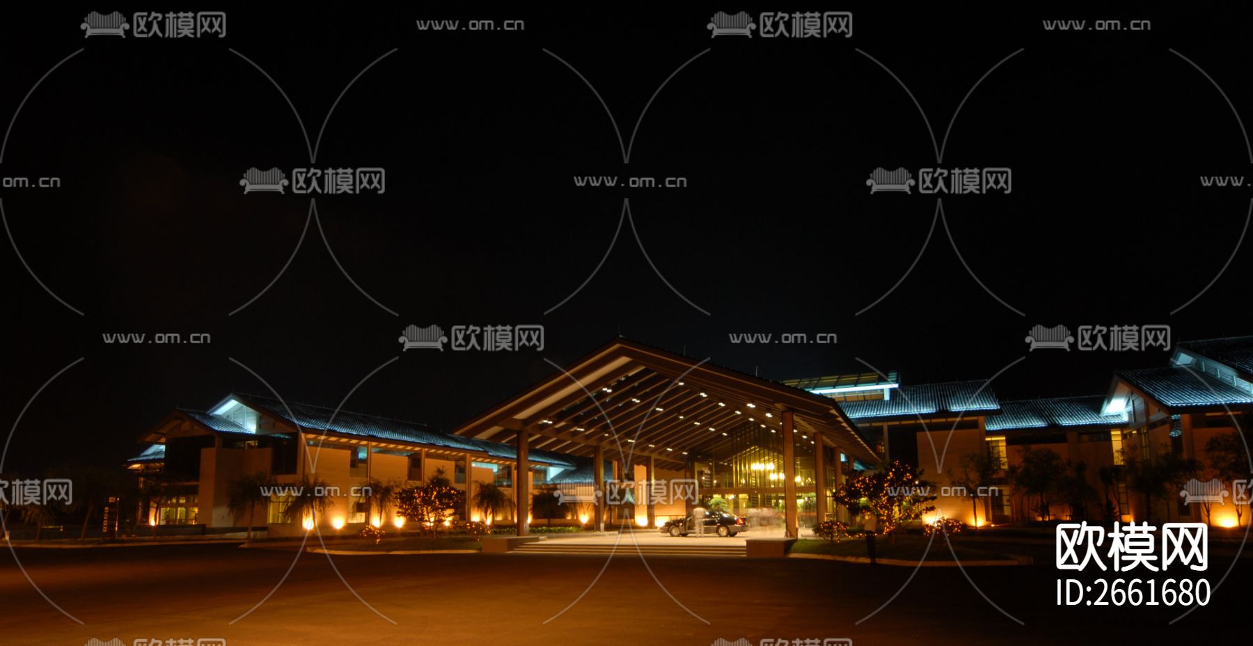 五星级园林酒店CAD施工图下载（渲染图3）