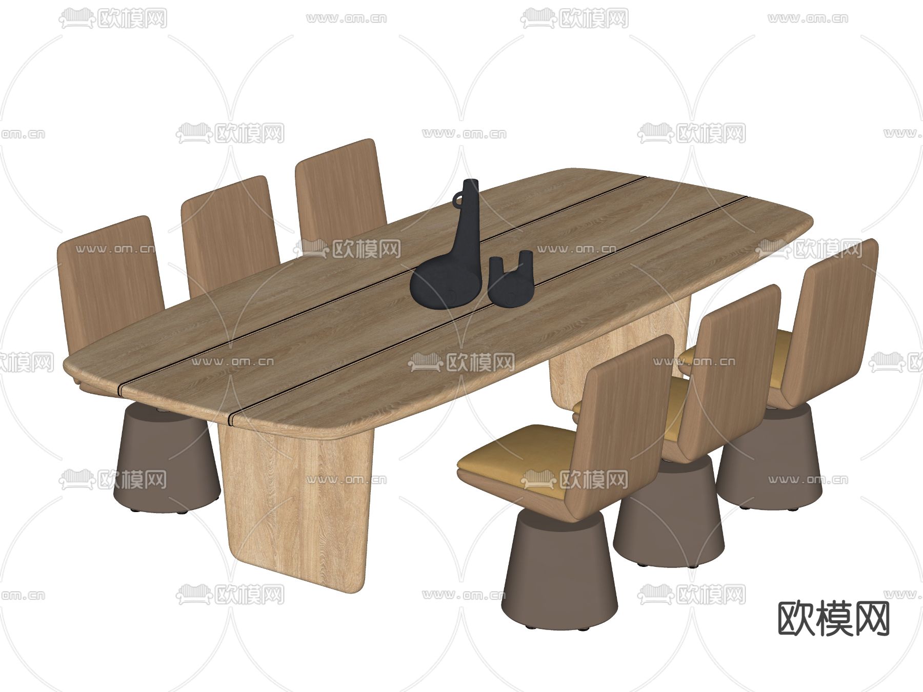 Baxter 餐桌椅su模型下载（渲染图2）