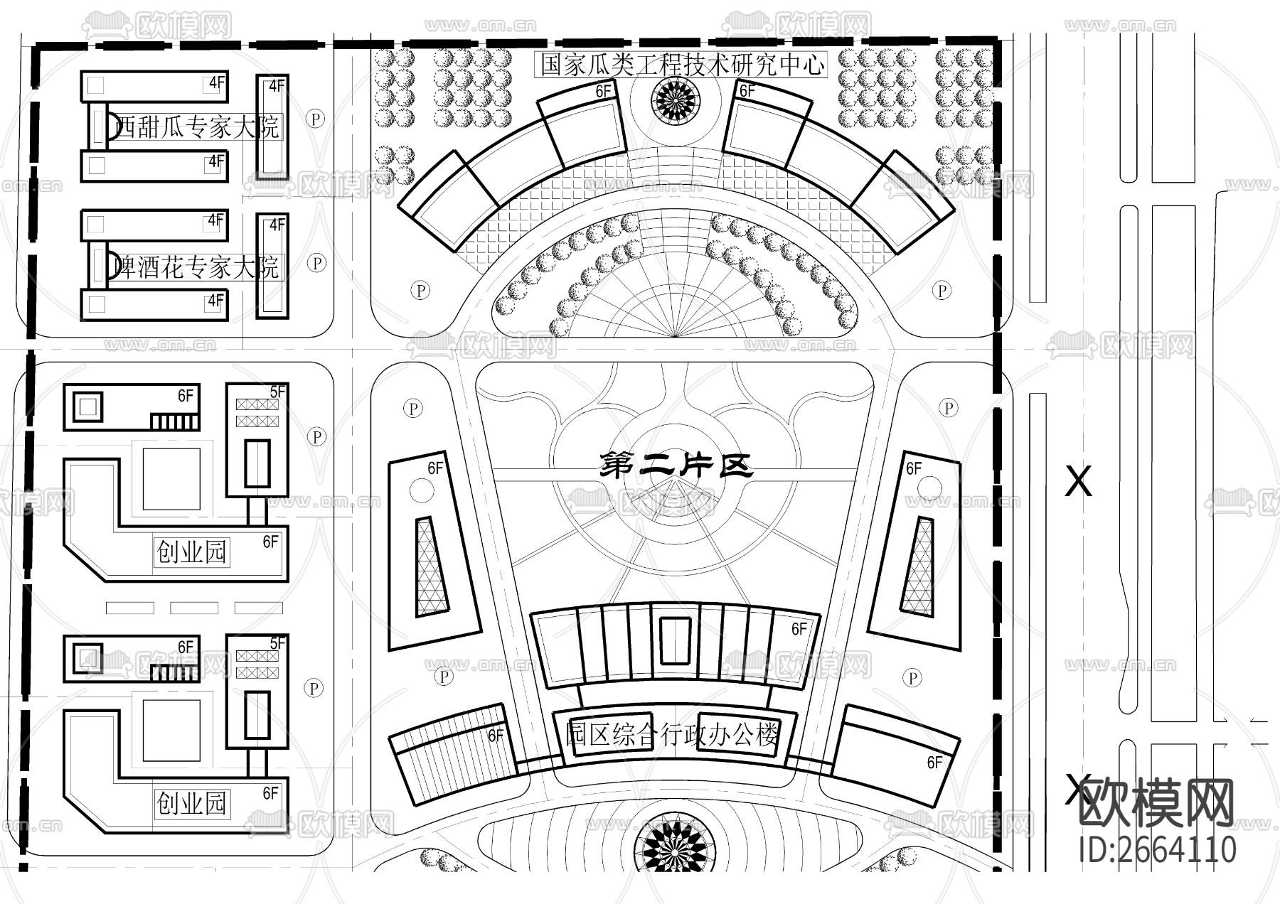 农业科技服务综合区详细规划CAD施工图下载（渲染图3）