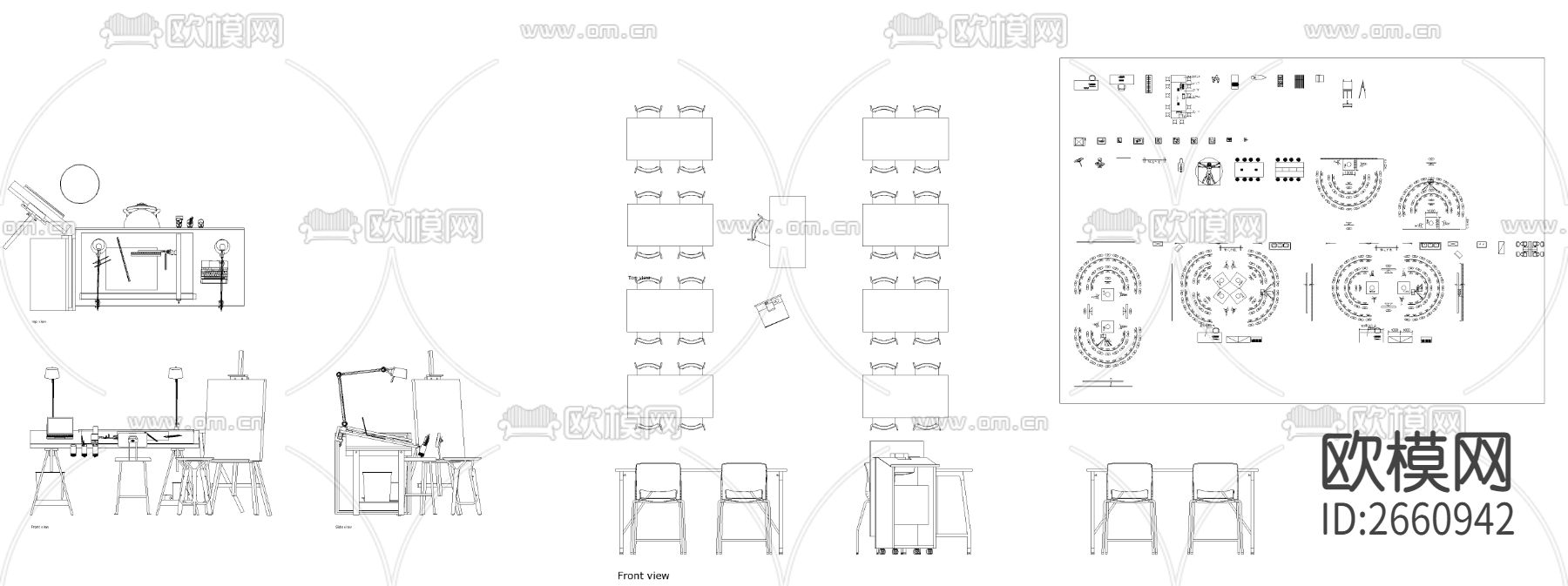 美术画室设备CAD施工图下载（渲染图4）