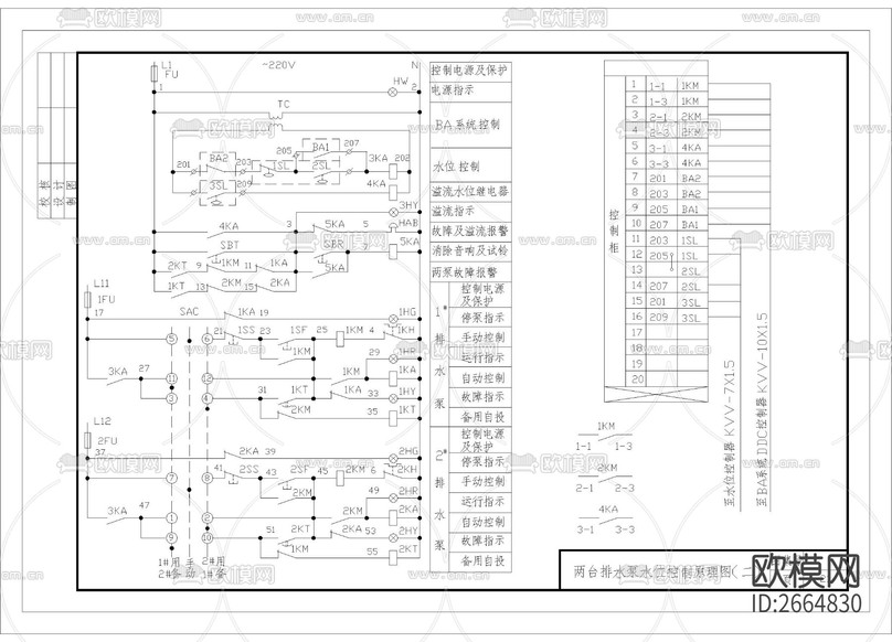 排水泵水位控制原理CAD施工圖下載(渲染圖3)