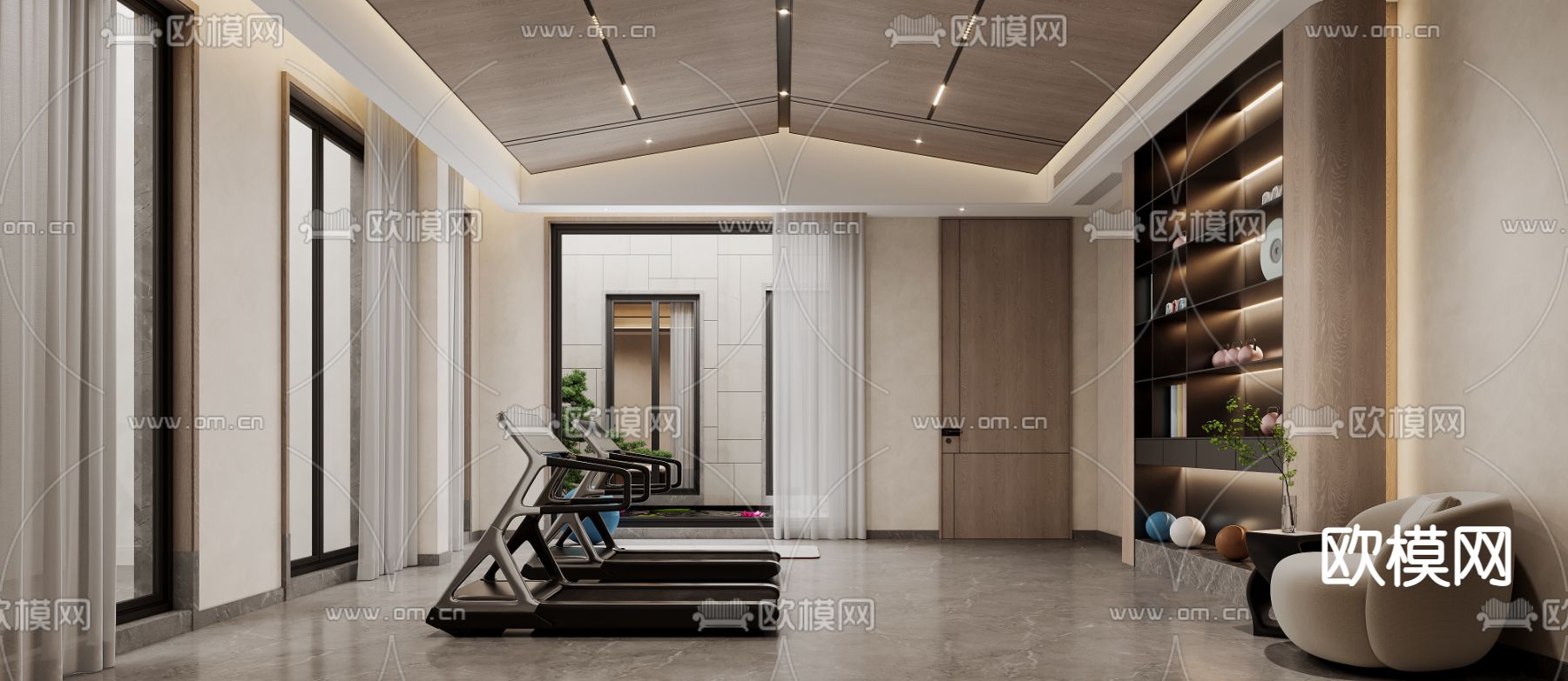 新中式健身房3d模型下载
