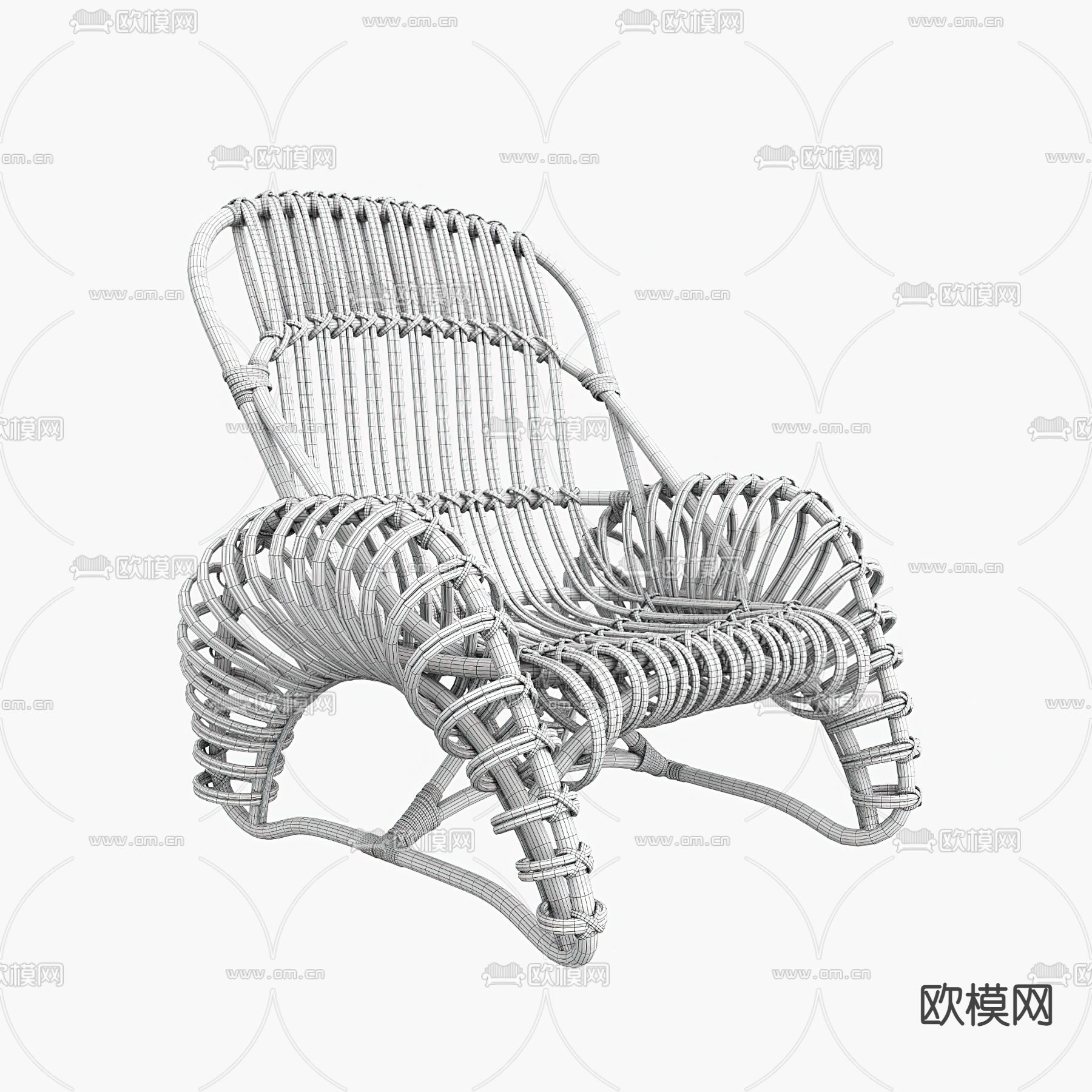 户外椅 藤椅3d模型下载（渲染图2）