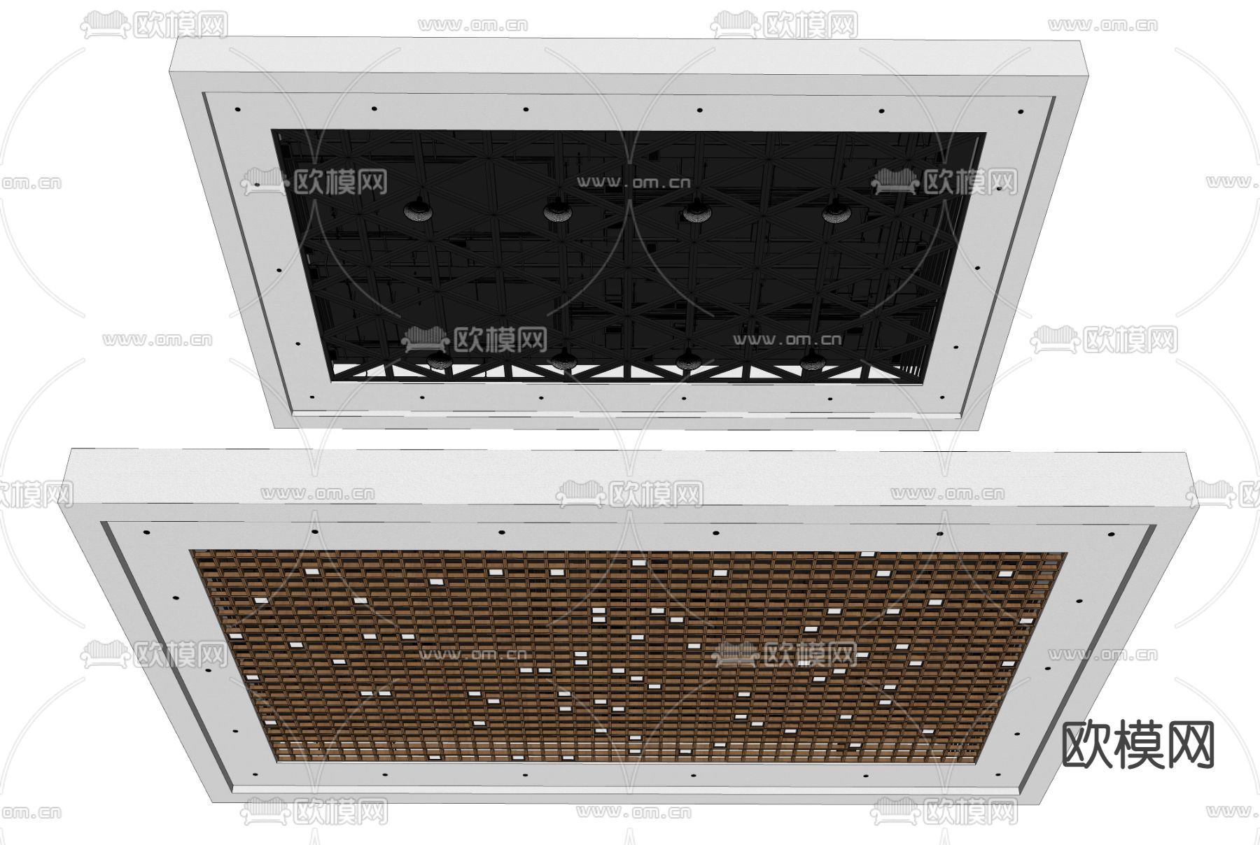 天花吊顶 格子吊顶su模型下载（渲染图2）