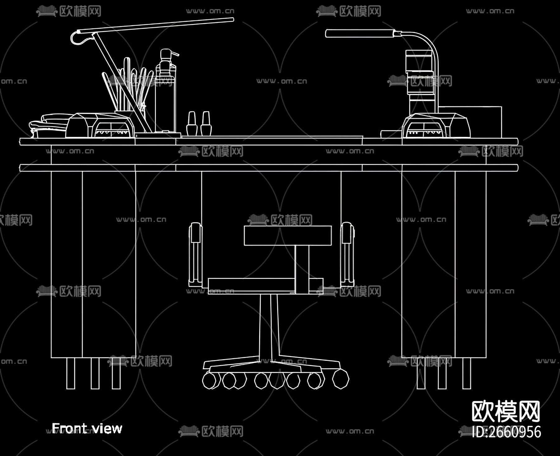 美甲店按摩床设备CAD施工图下载（渲染图2）