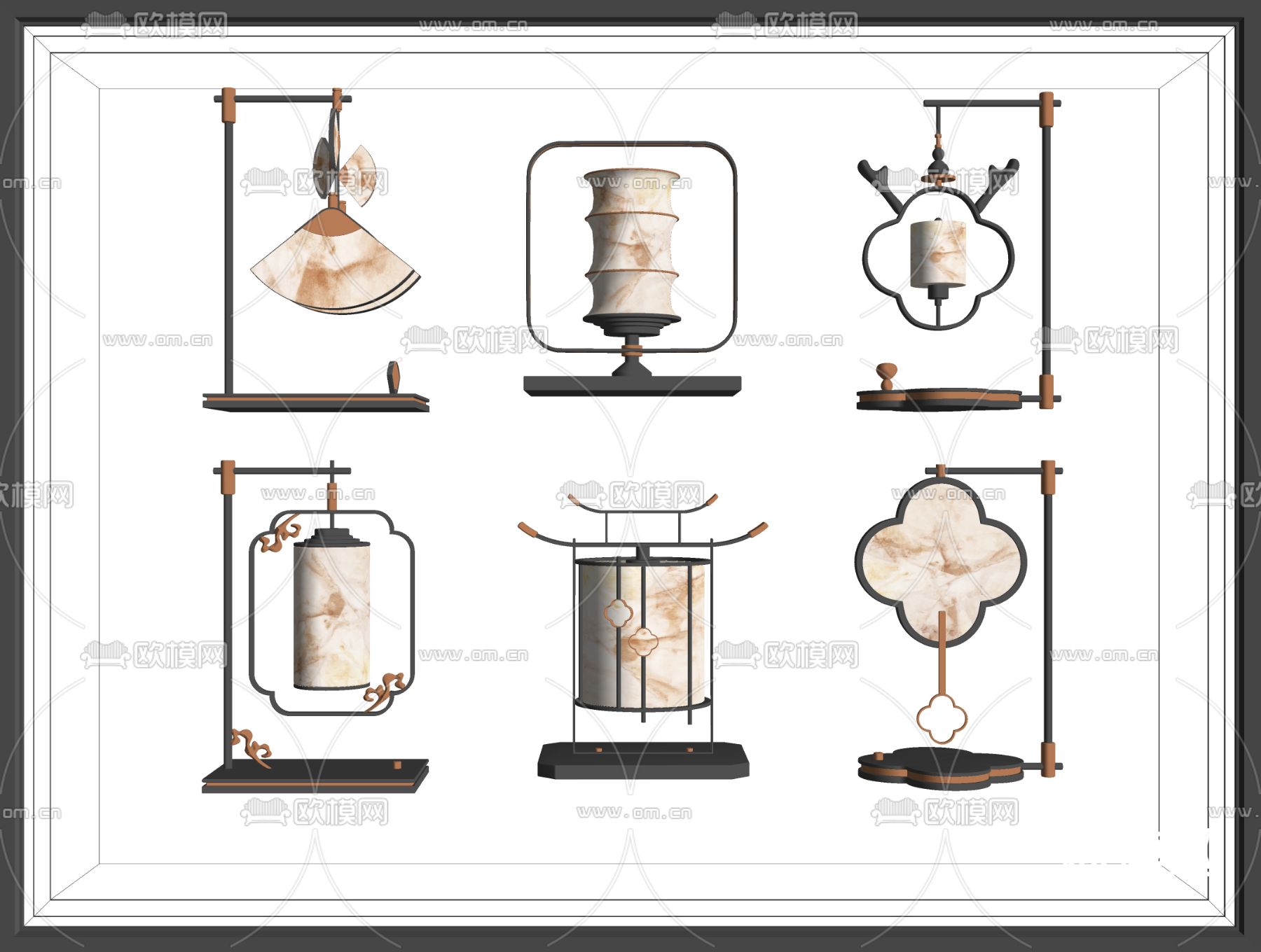 新中式台灯su模型下载（渲染图2）