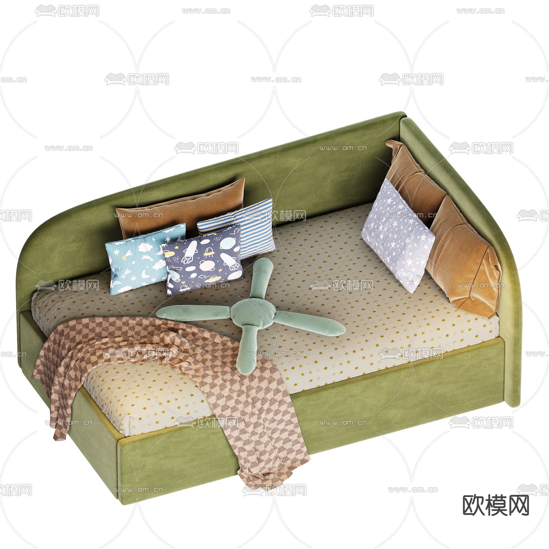 儿童床 沙发床3d模型下载（渲染图4）