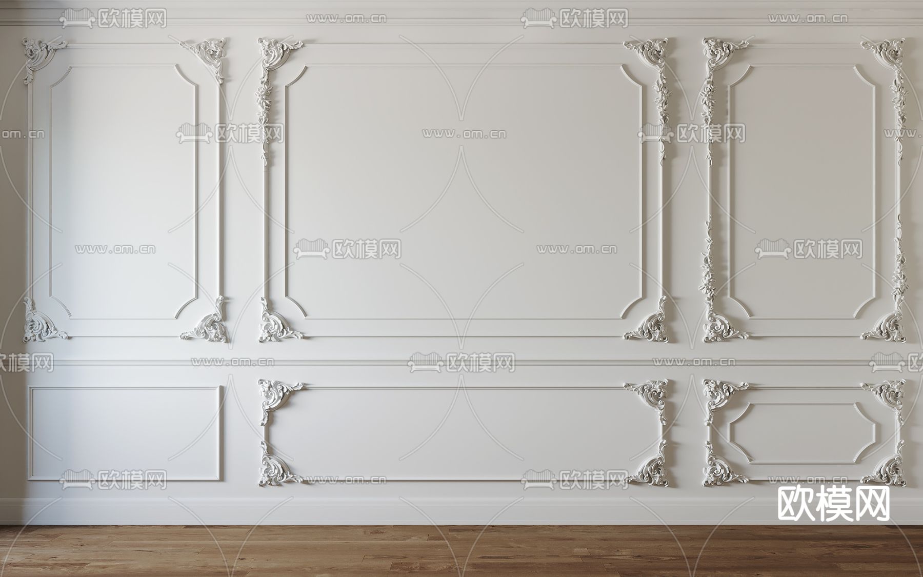 法式雕花线条 石膏线su模型下载（渲染图1）
