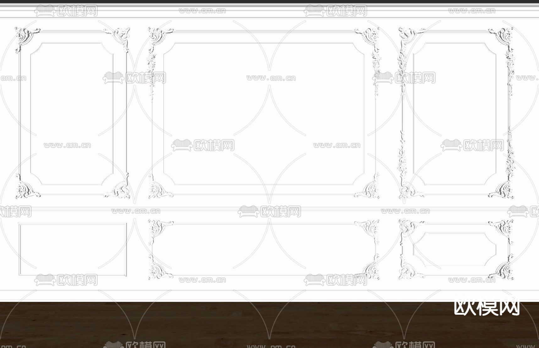 法式雕花线条 石膏线su模型下载（渲染图2）