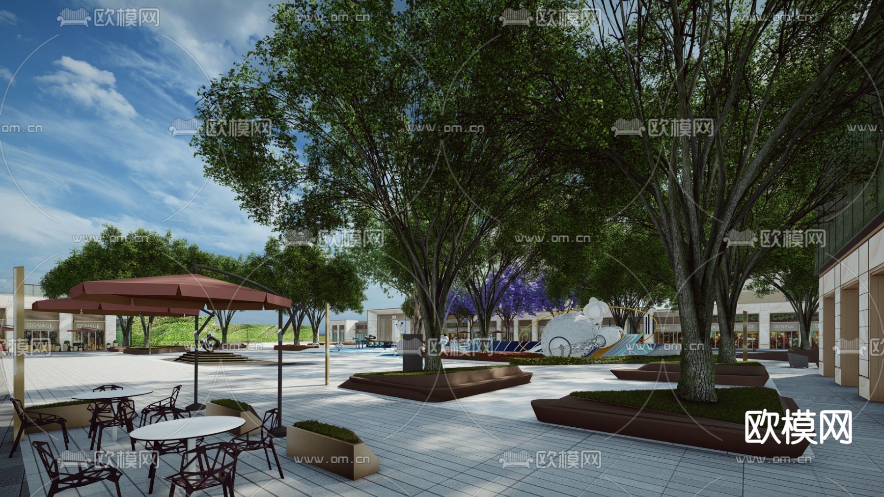 现代商业综合体su模型下载（渲染图1）