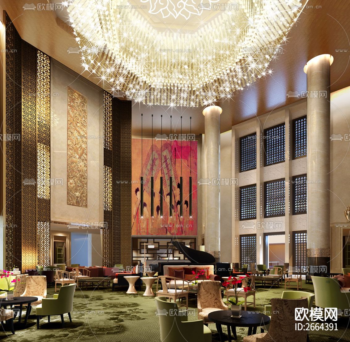 龙源国际和平大酒店cad施工图下载（渲染图2）