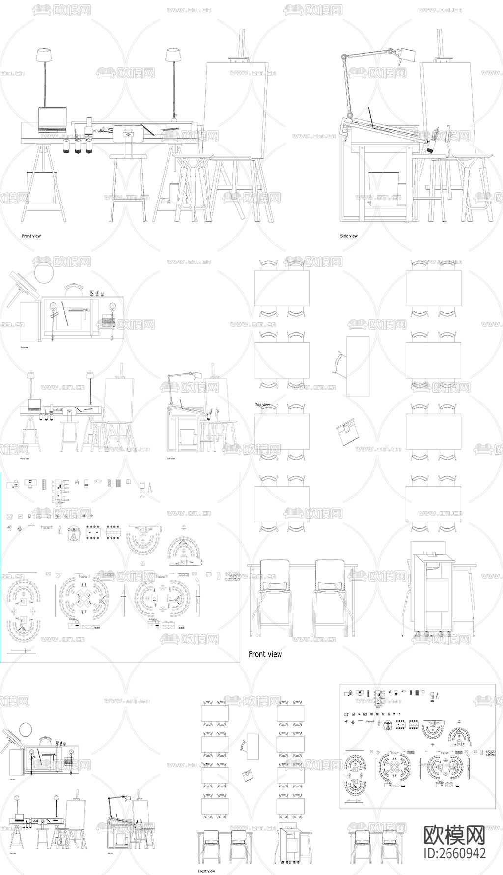 美术画室设备CAD施工图下载（渲染图7）
