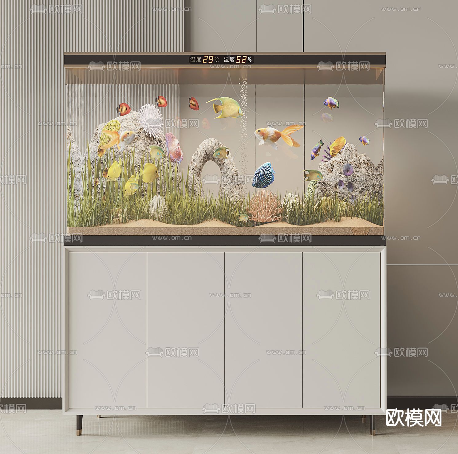 鱼缸 水族3d模型下载