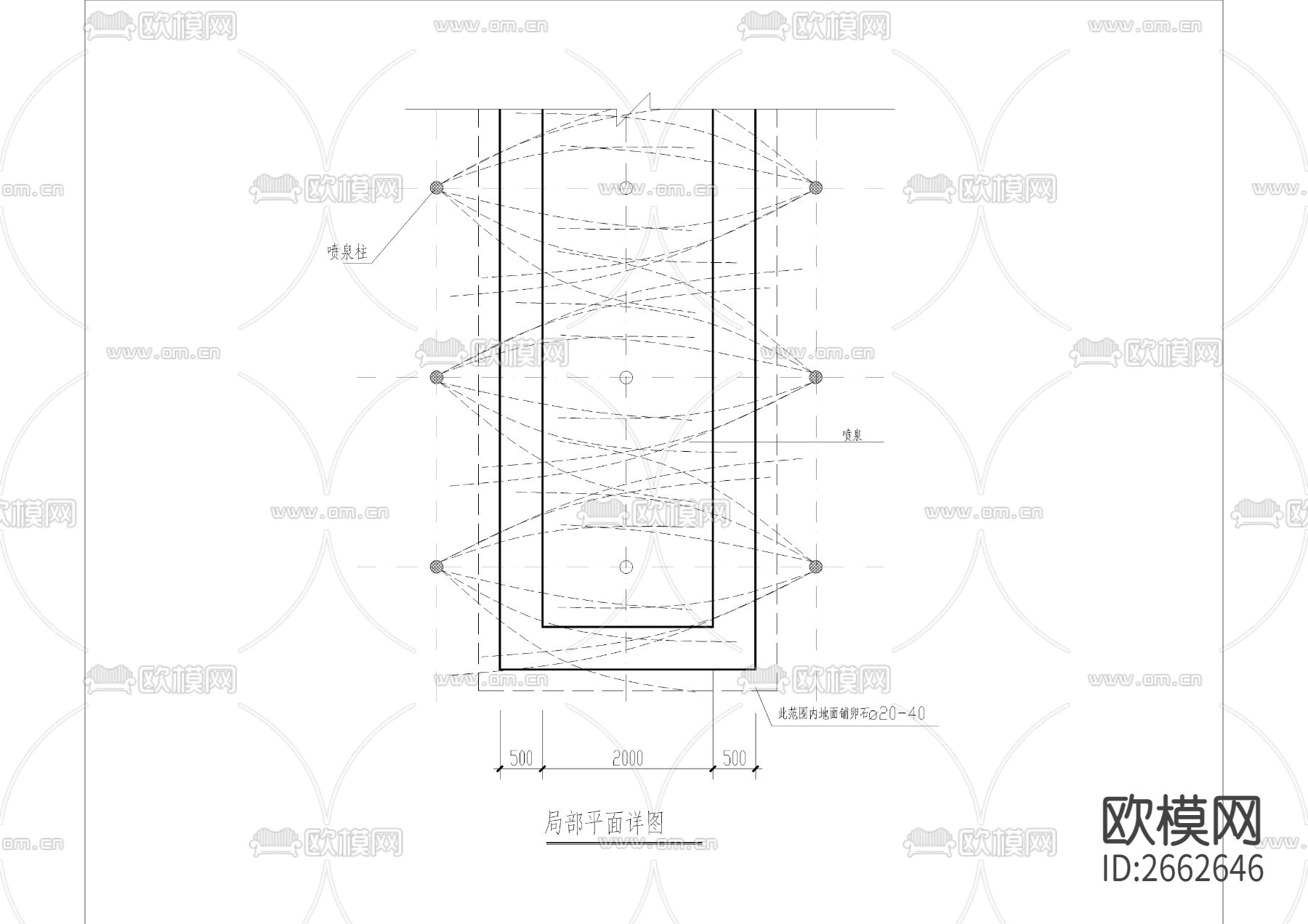喷泉柱阵景观CAD施工图下载（渲染图2）