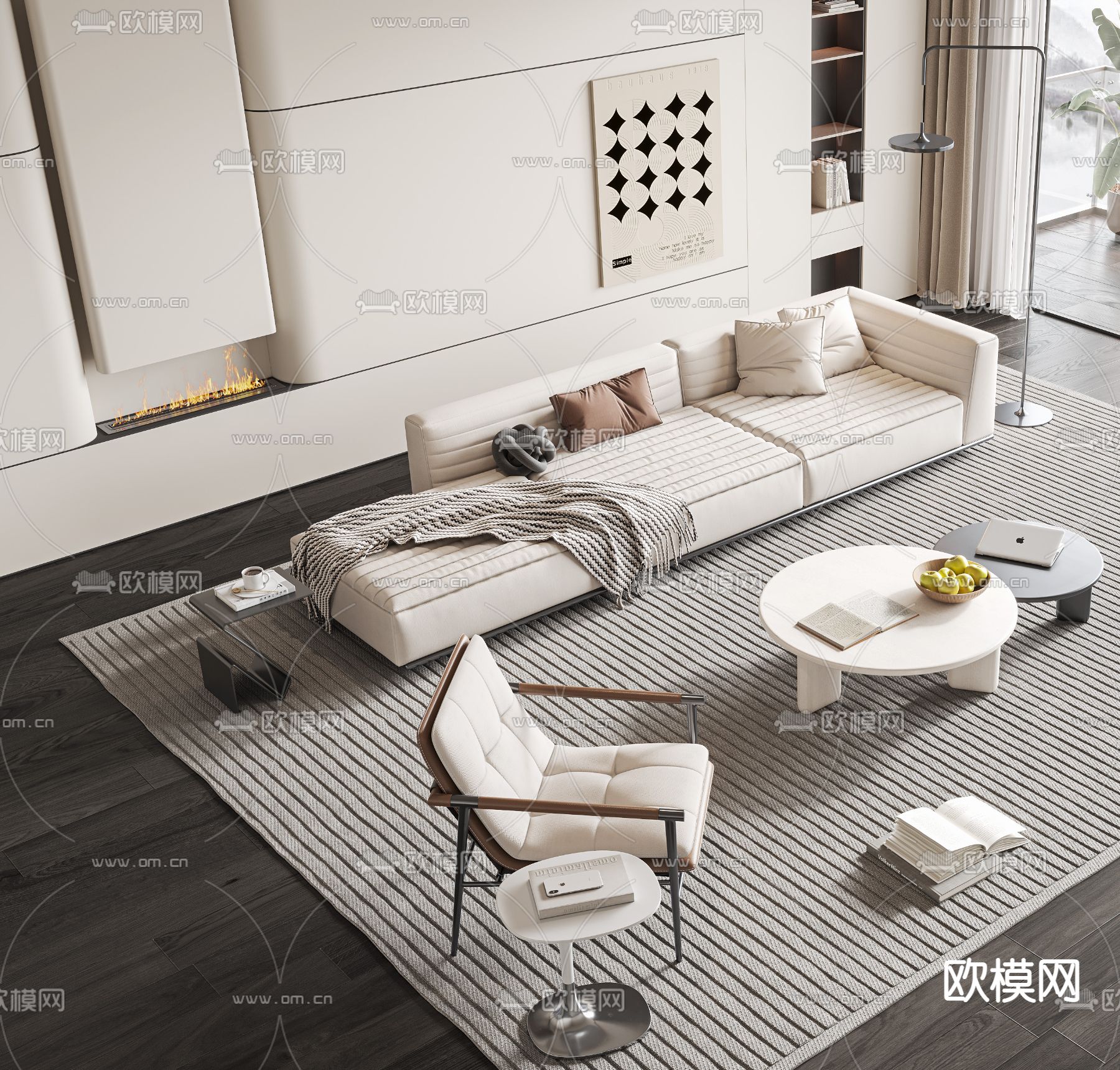 现代组合沙发3d模型下载（渲染图2）