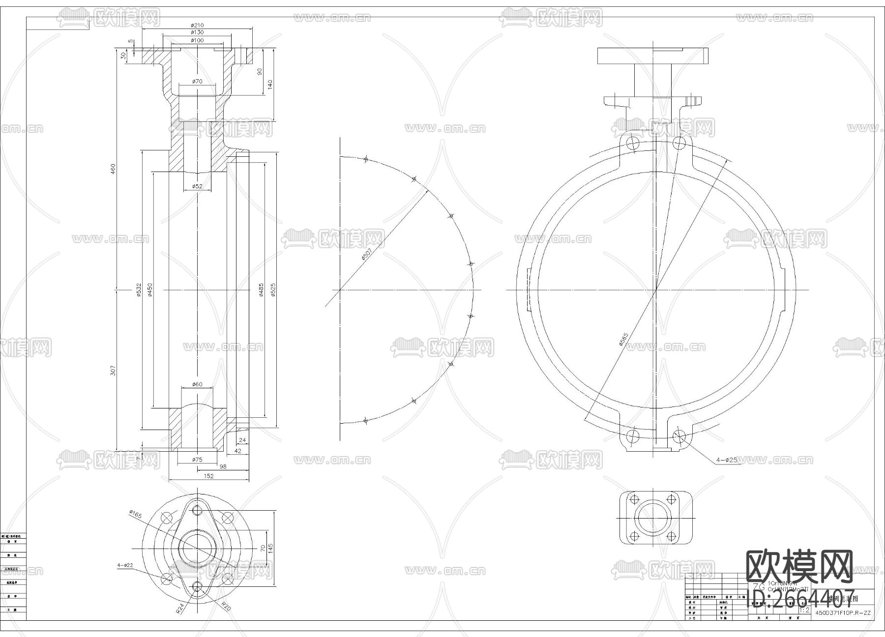 蝶阀总装节点大样下载（渲染图1）