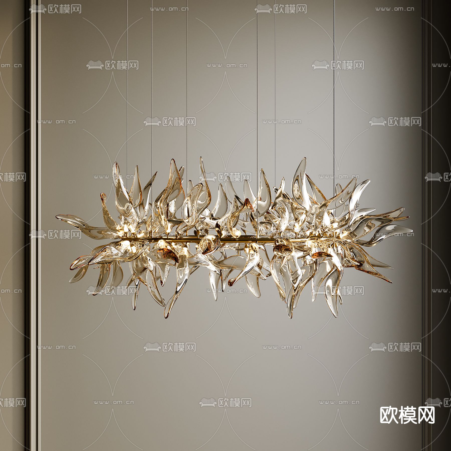 现代水晶吊灯su模型下载（渲染图1）