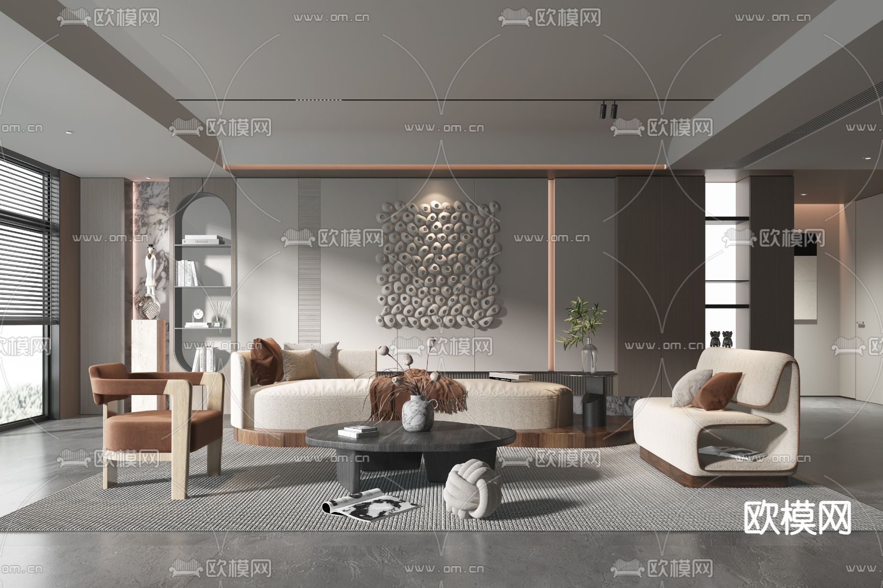 侘寂风客厅3d模型下载_ID14111874_3dmax免费模型-欧模网