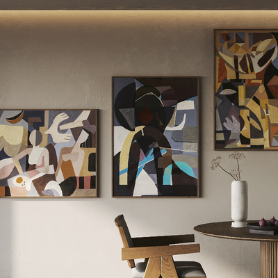 侘寂风装饰画su模型