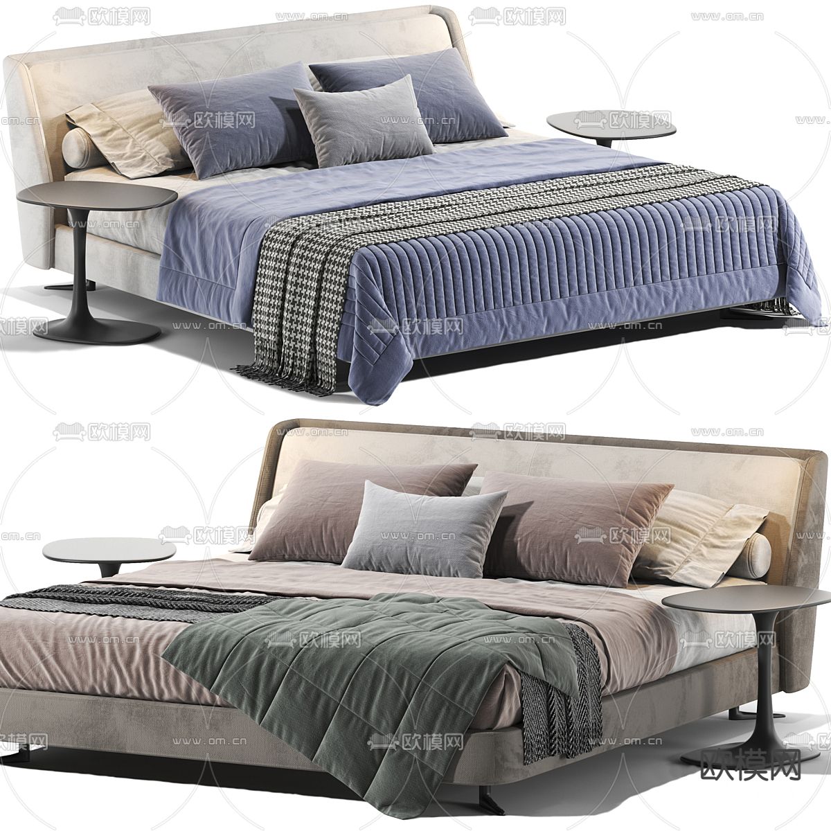 poliform 双人床3d模型下载（渲染图2）