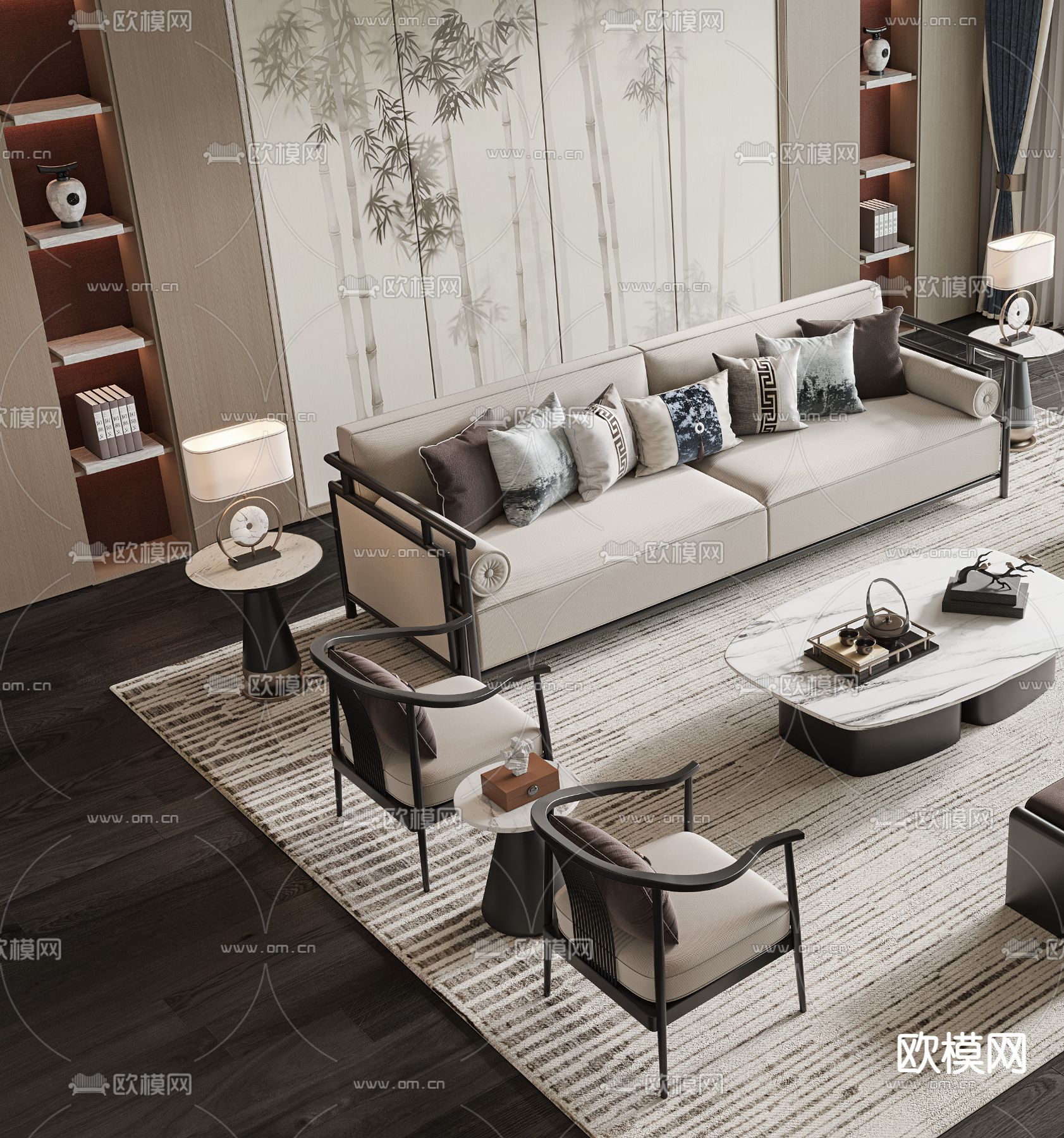 组合沙发3d模型下载（渲染图2）