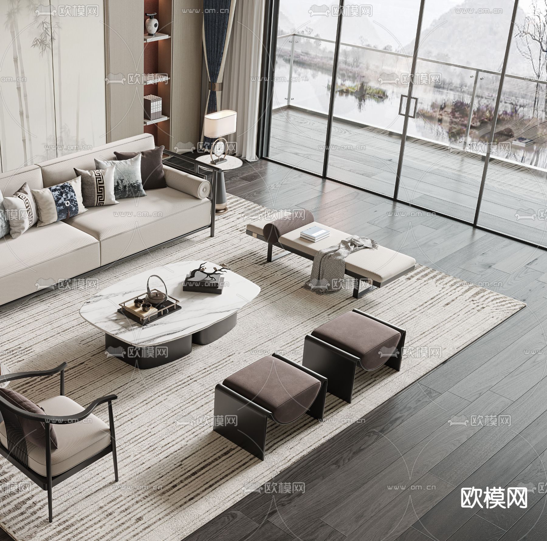 组合沙发3d模型下载（渲染图3）