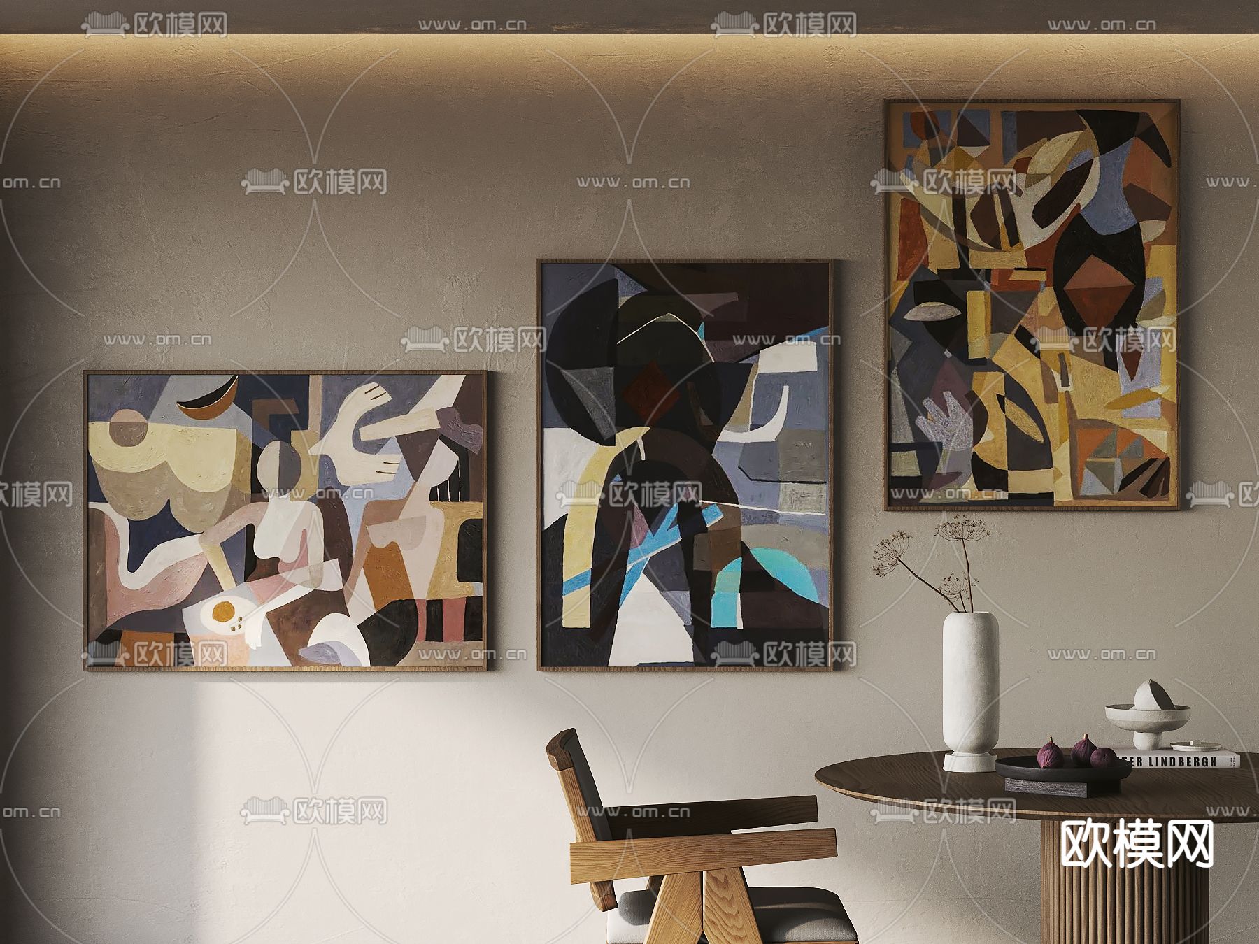 侘寂风装饰画su模型