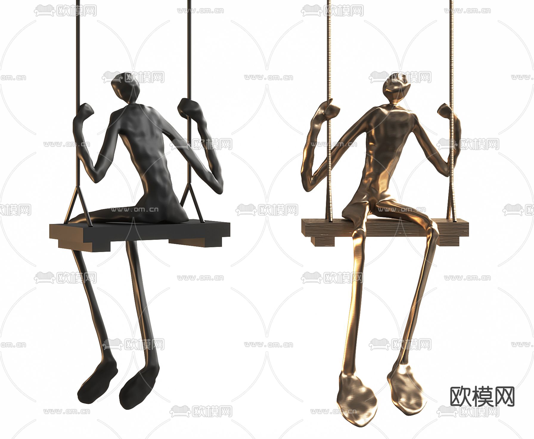 秋千人雕塑 装饰摆件3d模型下载