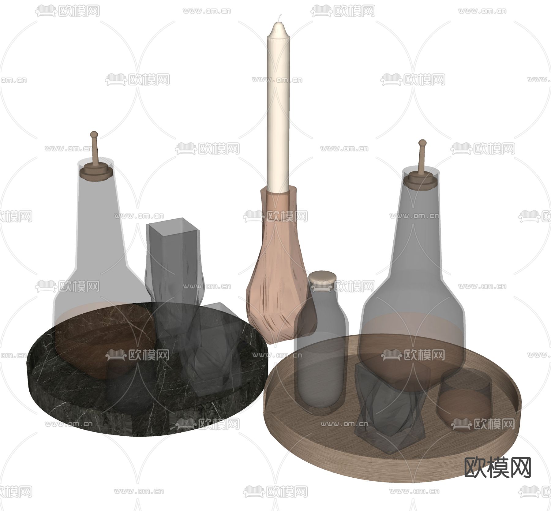 现代酒杯 酒瓶su模型下载（渲染图2）