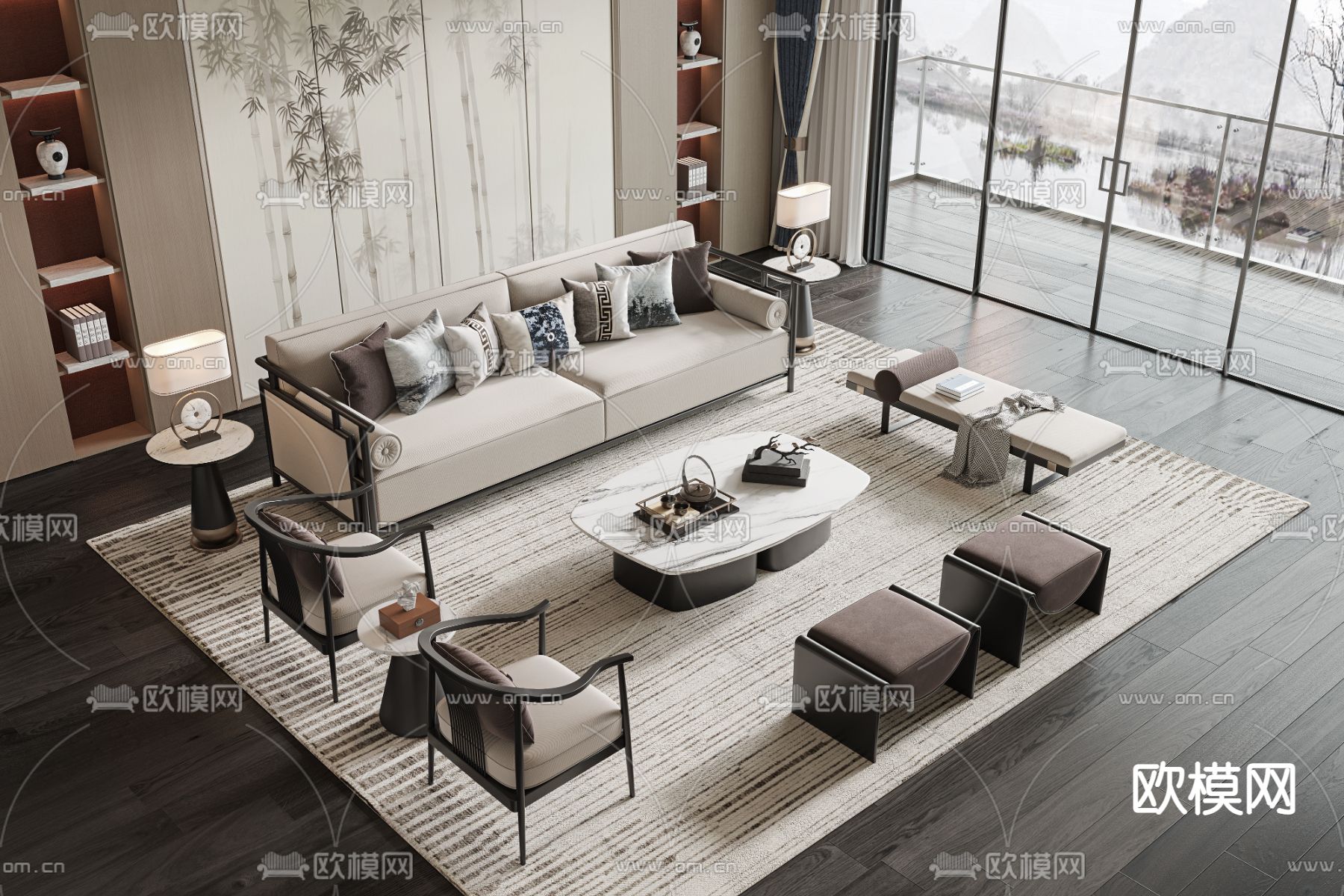 组合沙发3d模型下载（渲染图1）