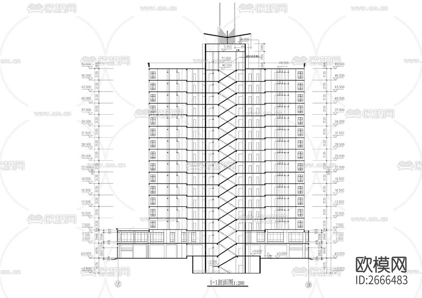 高層建筑全套cad施工圖下載(渲染圖5)