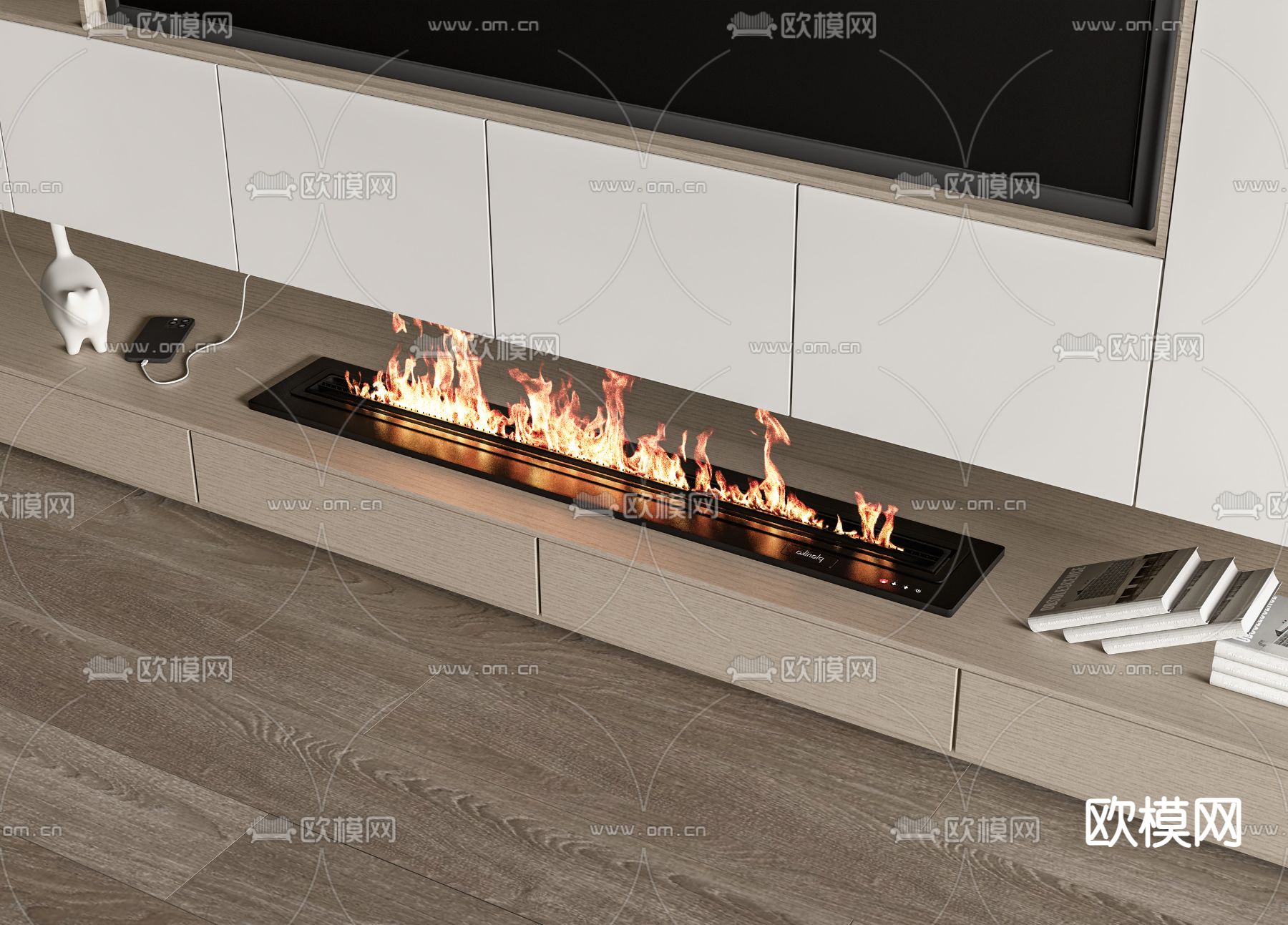内嵌壁炉 火焰3d模型下载