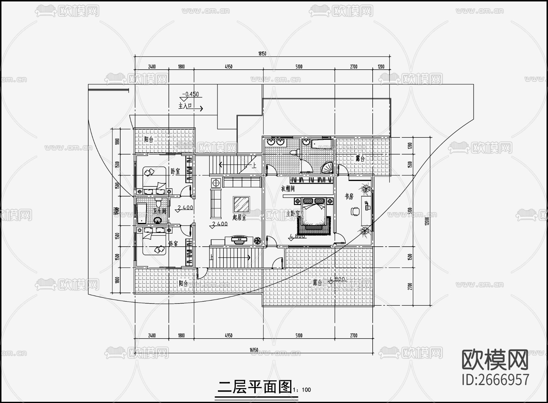 现代简约别墅效果图cad施工图下载（渲染图4）